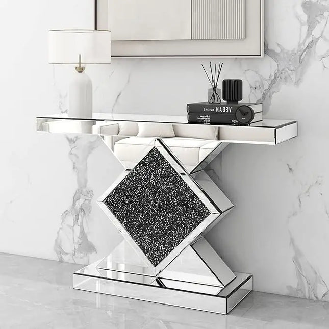 FurnitureZ l  47.2'' Silver Console Table for Living Room