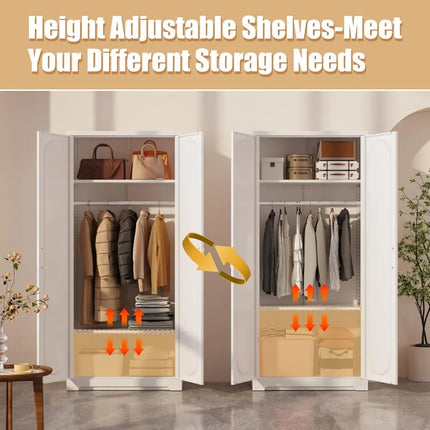 FurnitureZ l  White Metal Wardrobe Closet for Bedroom