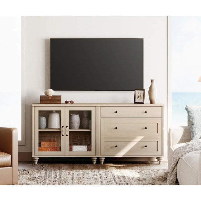 FurnitureZ l  75" Wood Entertainment TV Stand Center for Living Room