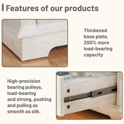 FurnitureZ l  Nightstand with Charging Station for Bedroom