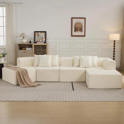 FurnitureZ l  140" Oversized Cloud Velvet Curved Sectional Couch Sofa for Living Room