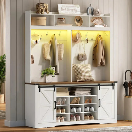 FurnitureZ l  Multi-functional 58" Farmhouse Entryway Bench