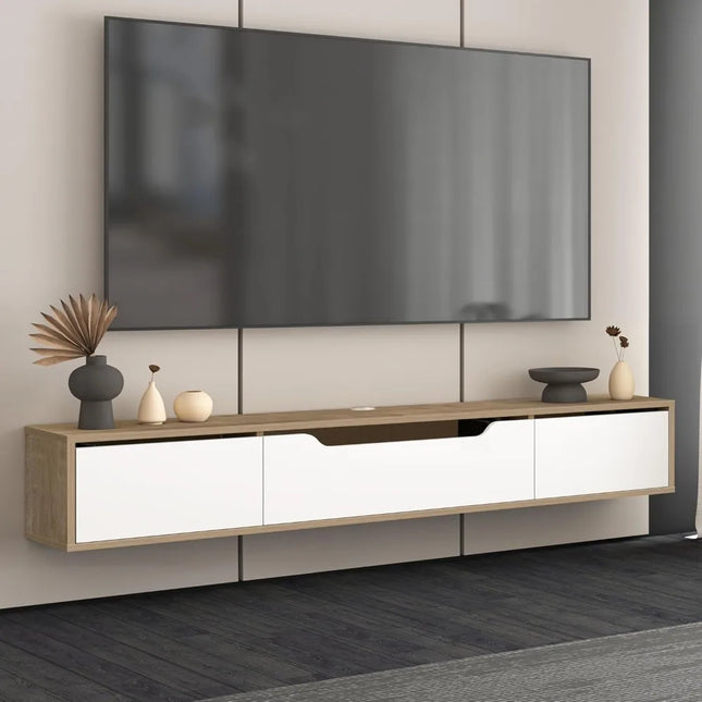 FurnitureZ l  Modern Wall-Mounted Entertainment TV Console for Living Room, Bedroom