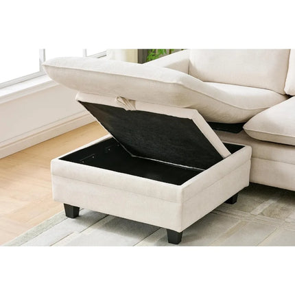 FurnitureZ l  118" Chenille Modern L Shape Sofa for Living Room