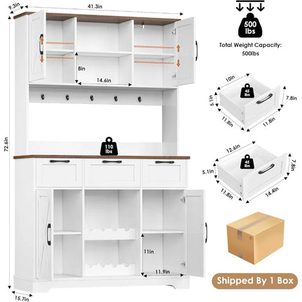 FurnitureZ l 72" Large Kitchen Pantry Storage Cabine for Kitchen
