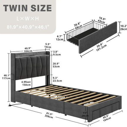 FurnitureZ l  Twin Bed Frame for Bedroom