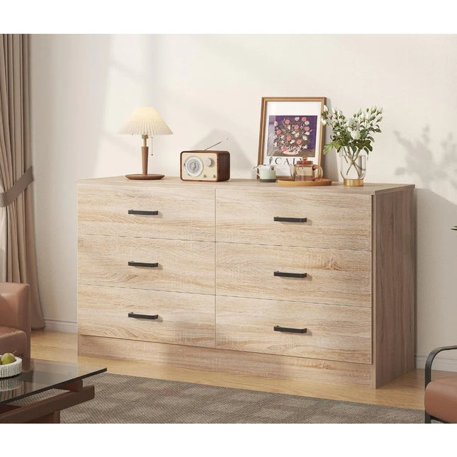FurnitureZ l  Modern 6-Drawer Double Dresser for Bedroom