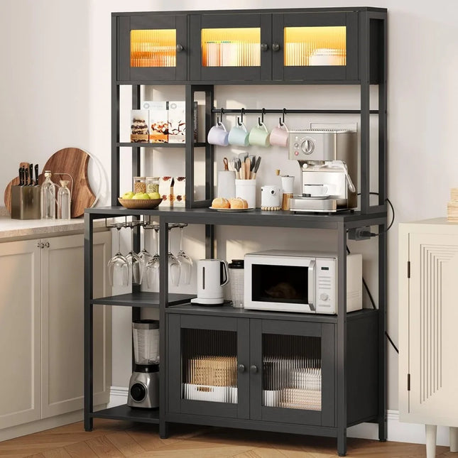 FurnitureZ l 45.3" Coffee Bar Cabinet with Wine Rack for Kitchen, Dining Room