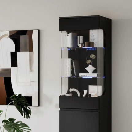 FurnitureZ l  Illuminated Glass Display Cabinet for Living Room, Dining Room