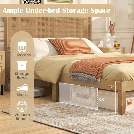 FurnitureZ l  Queen Size Rattan Bed Frame for Bedroom