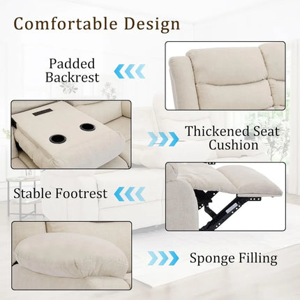 FurnitureZ l  Recliner Sofa, Recliner Loveseat with Console for Living Room