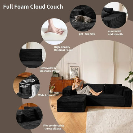 FurnitureZ l 110” Cloud Sectional Sofa for Living Room