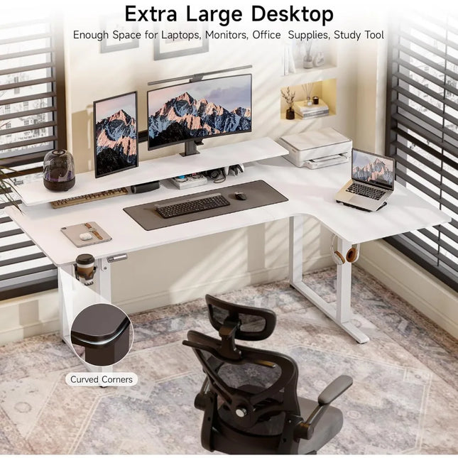 FurnitureZ l  71x43" L Shaped Stand Up Desk for Home Office