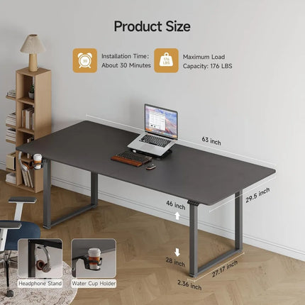 FurnitureZ l  63x30" Rectangle Stand Up Desk for Home Office