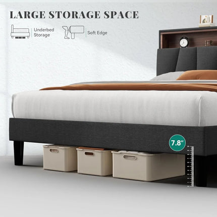 FurnitureZ l  Queen Size LED Bed Frame for Bedroom