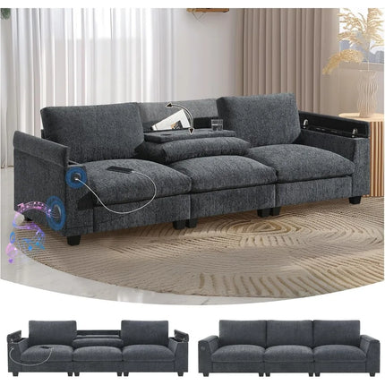 FurnitureZ l  96'' Chenille Sectional Sofa for Living Room