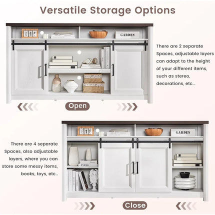 FurnitureZ l  80" TV Stand Rustic Farmhouse Entertainment Center for Living Room, Bedroom