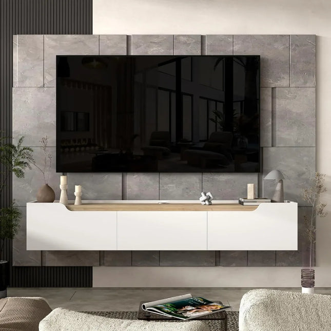 FurnitureZ l  Modern Wall-Mounted Floating TV Stand for Living Room, Bedroom