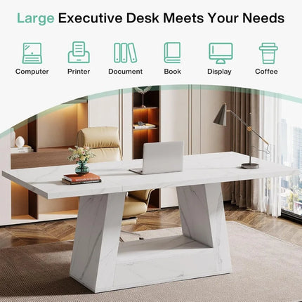 FurnitureZ l 63" Modern Computer Desk for Home Office