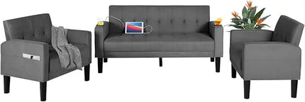 FurnitureZ l  3 Piece Living Room Sofa Set Loveseat Sofas Sets for Living Room