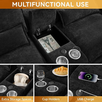 FurnitureZ l  125'' U Shaped Cloud Modular Sofa with Chaise Lounges for Living Room