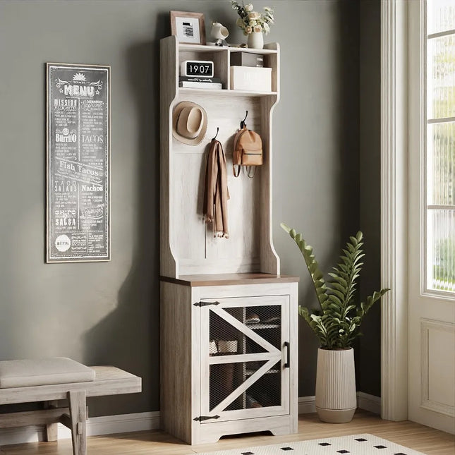 FurnitureZ l  Maupvit Entryway Hall Tree with Shoe Storage