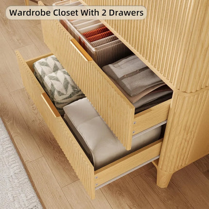 FurnitureZ l  70.1" Arched Wooden Wardrobe for Bedroom