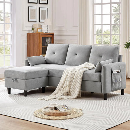 FurnitureZ l  77" Convertible Sectional Sofa for Living Room