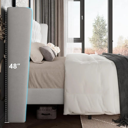 FurnitureZ l  Queen Size Upholstered Bed Frame for Bedroom