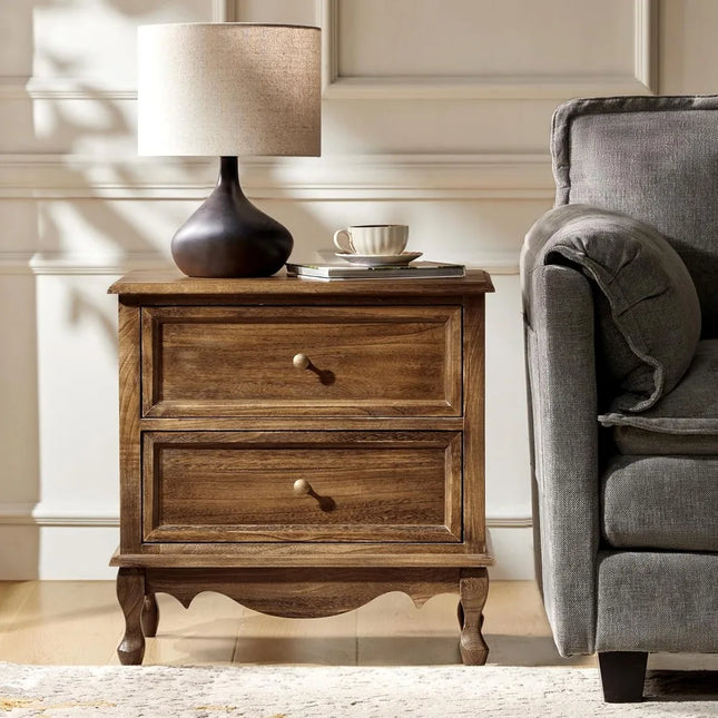 FurnitureZ l  Vintage Solid Wood Nightstand Table for Living Room, Bedroom