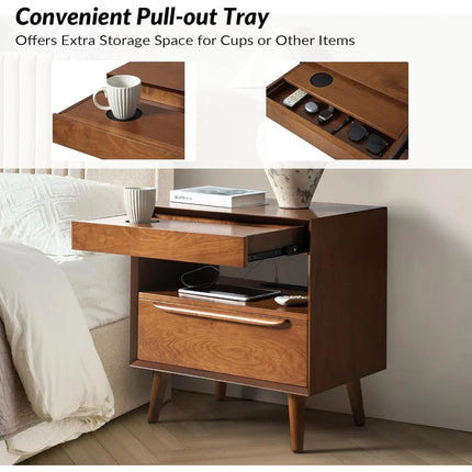 FurnitureZ l  Mid-Century Modern Nightstand Table for Living Room, Bedroom