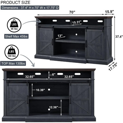 FurnitureZ l  70" Farmhouse Style Entertainment TV Stand for Living Room, Bedroom