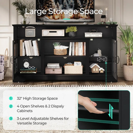 FurnitureZ l  Modern Farmhouse Style 65" TV Stand for Living Room