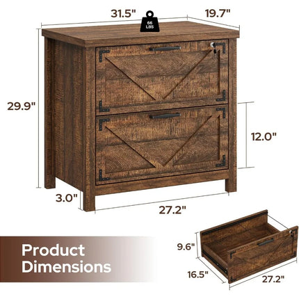 FurnitureZ l  2 Drawer Farmhouse File Cabinet for Home Office