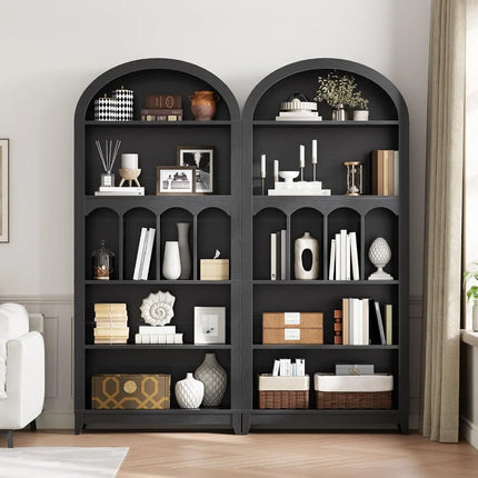 FurnitureZ l  70.9" Tall Arch Bookcase for Living Room, Bedroom, Home Office