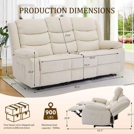 FurnitureZ l  Recliner Sofa, Recliner Loveseat with Console for Living Room
