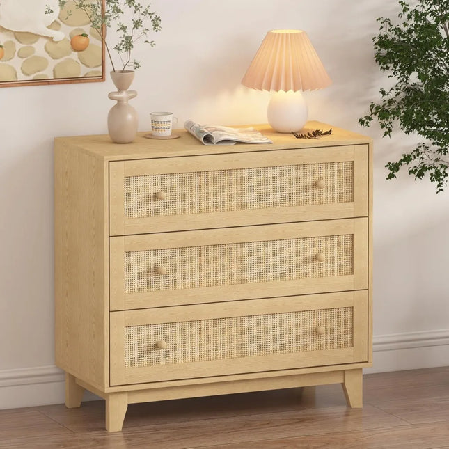 FurnitureZ l  Boho-Style Small Rattan Dresser for Bedroom, Dressing Room