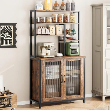 FurnitureZ l  Bakers Rack with Cabinet for Kitchen, Dining Room
