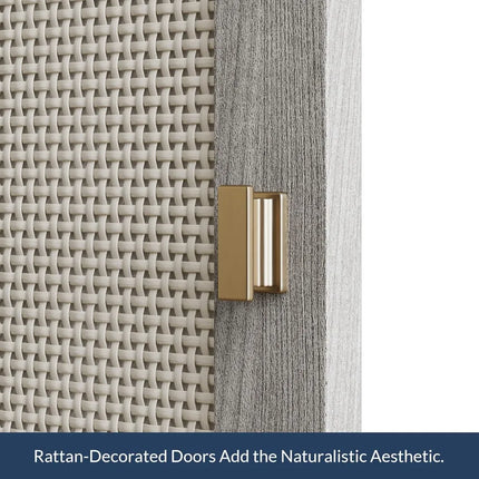 FurnitureZ l  Pair of Rattan-Door Sideboards for Living Room, Dining Room