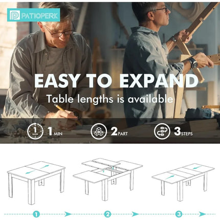 FurnitureZ l  55.1"-86.6" Extendable Table for 6-10 Person for Dining Room, Home Office