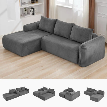 FurnitureZ l  Modular Sectional Deep Seat Sofa with Chaise Lounge for Living Room