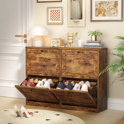 FurnitureZ l  Shoe Cabinet with Flip Drawers for Living Room, Hallway