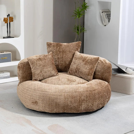 FurnitureZ l  43" W Comfort Round Bean Bag Sofa with 3 Pillows for Living Room, Bedroom