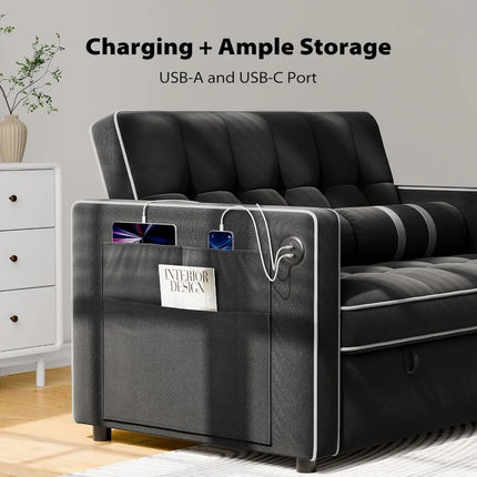 FurnitureZ l  3 in 1 Convertible Sleeper Sofa Bed for Bedroom