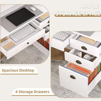 FurnitureZ l  White Desk for Home Office