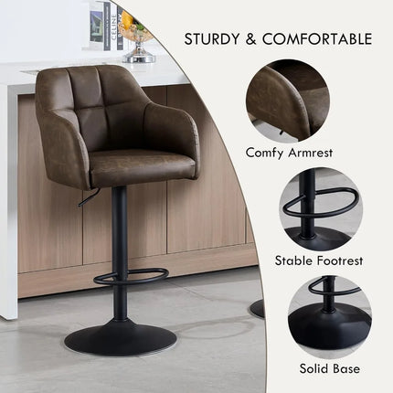 FurnitureZ l  Modern Leather Counter Height Bar Stools for Dining Room