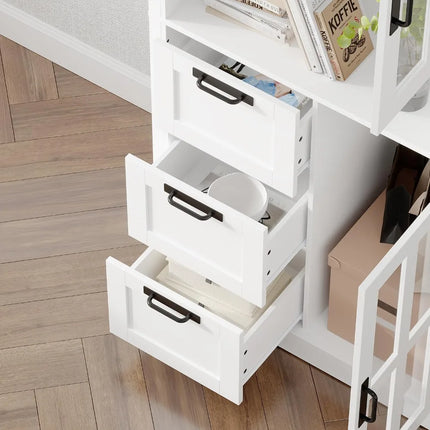 FurnitureZ l  Three-Door Glass Curio Cabinet for Living Room