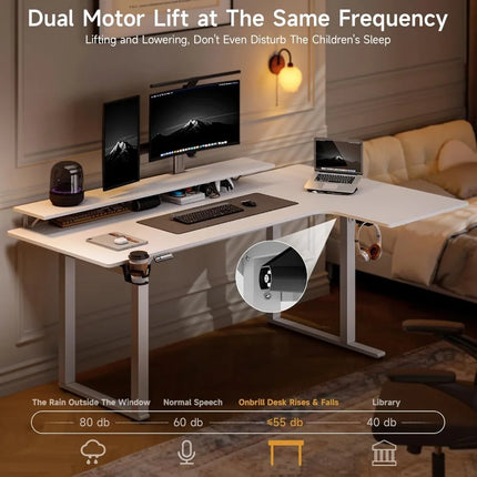 FurnitureZ l  71x43" L Shaped Stand Up Desk for Home Office