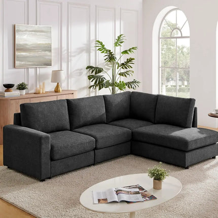 FurnitureZ l  100“ L Shaped Couch with Reversible Chaise Sectional Sofa Corner Couches for Living Room