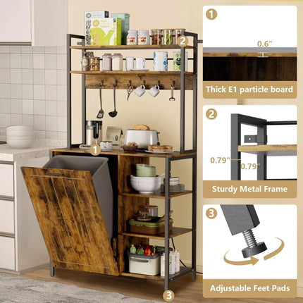 FurnitureZ l  Farmhouse Style 6-Tier Baker's Rack with Storage for Kitchen, Bathroom